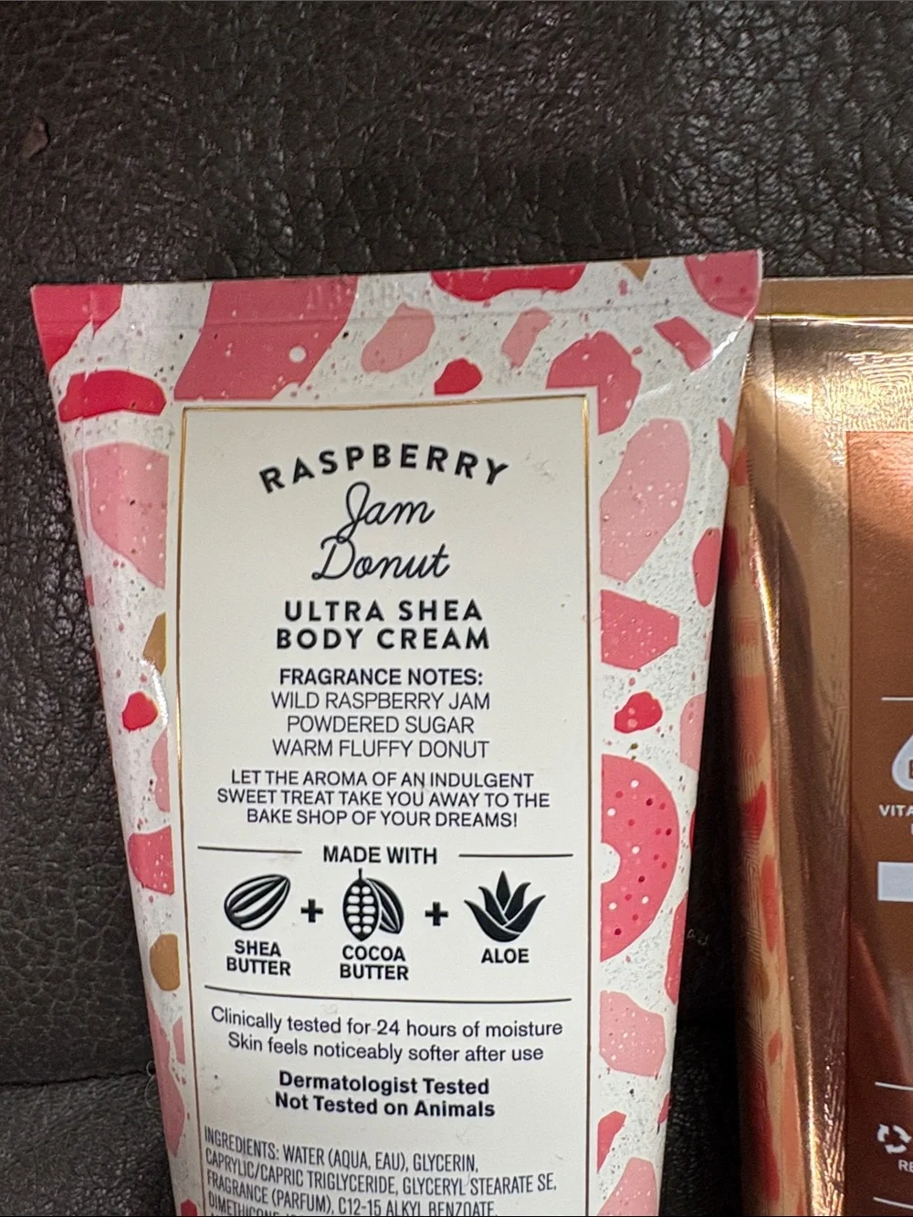 Bath and body body cream in raspberry jam donut and vanilla mocha martini